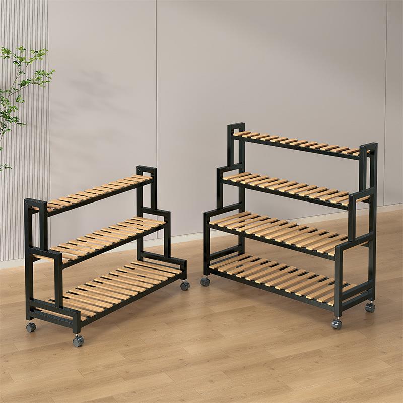 阶梯式货架多层置物架落地阳台客厅花架超市展示架可移动铁艺