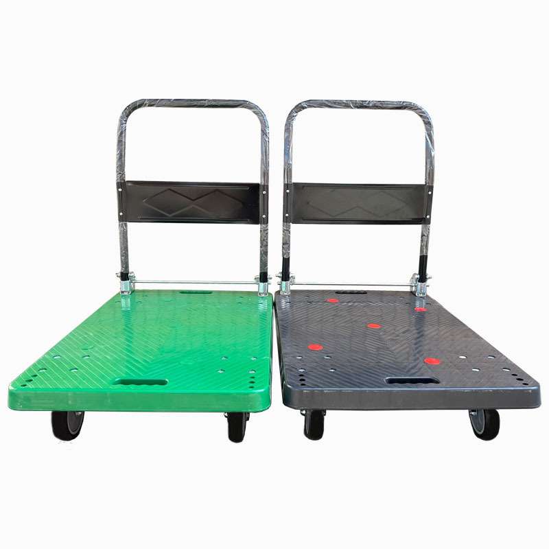 塑料平板手推车 超市货物搬运折叠拉货车轻便静音平板车小推车