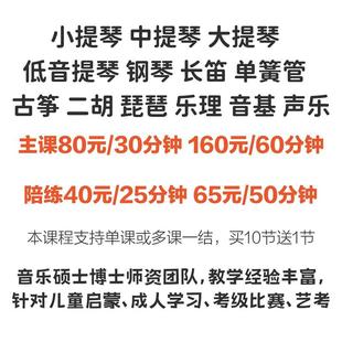 线上真人视频乐器主课陪练课小提琴中提琴大提琴低音提琴钢琴管乐