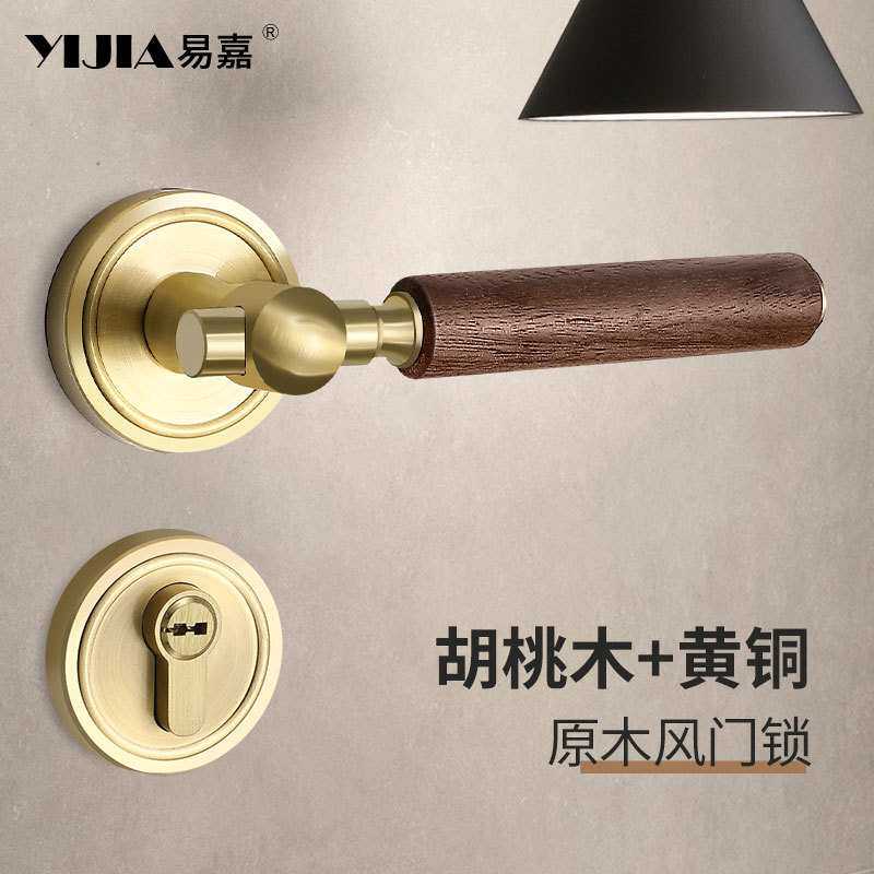 金色分体室内卧室房间法式门把手复古磁吸静音美式房门门锁家用