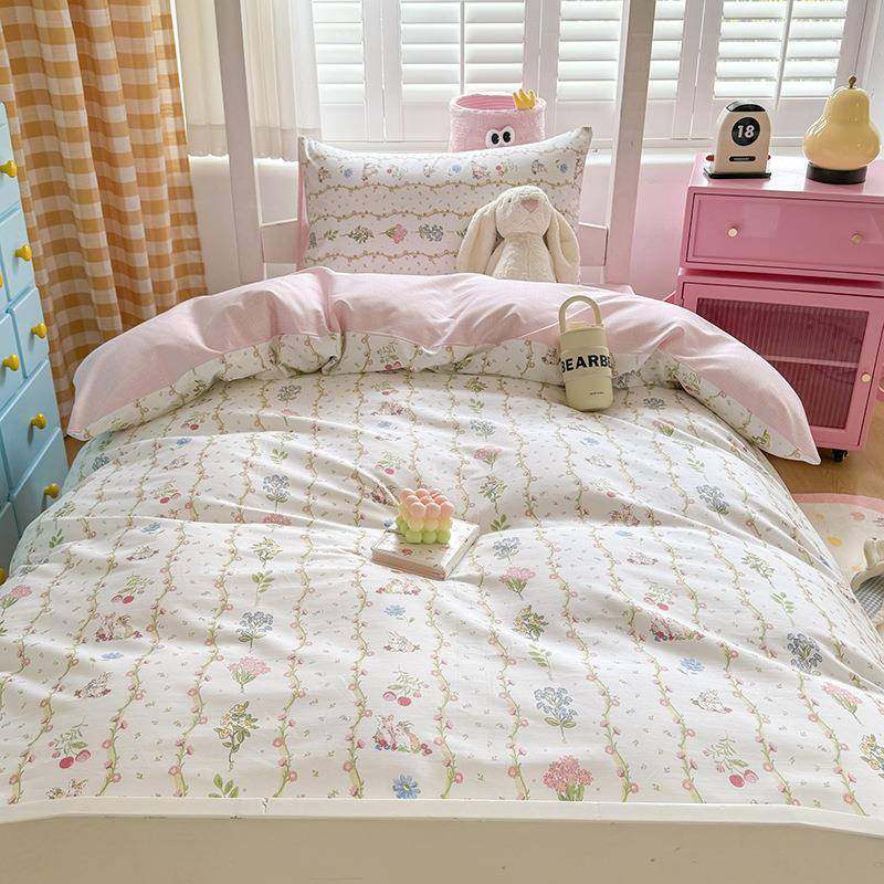 纯棉小清新四件套1.8m床田园风单双人学生宿舍上下铺全棉套件床笠,清洗/食品/商业设备,风口/风叶/风机配件,淘宝优惠券,粉丝福利购,淘宝优惠卷