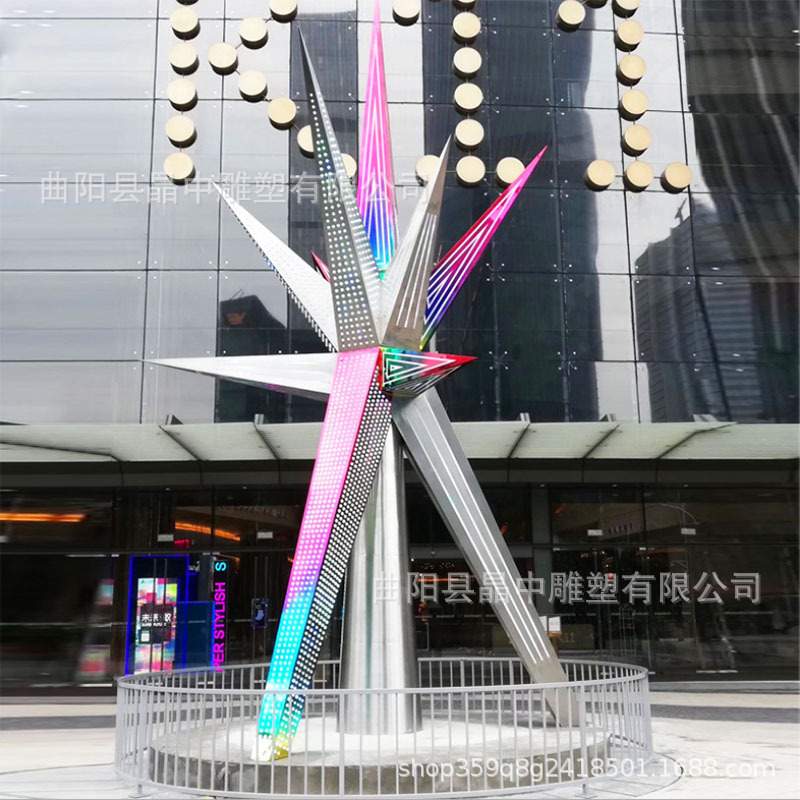 金属不锈钢景观雕塑商场地产户外几何抽象艺术落地摆件立体镂空