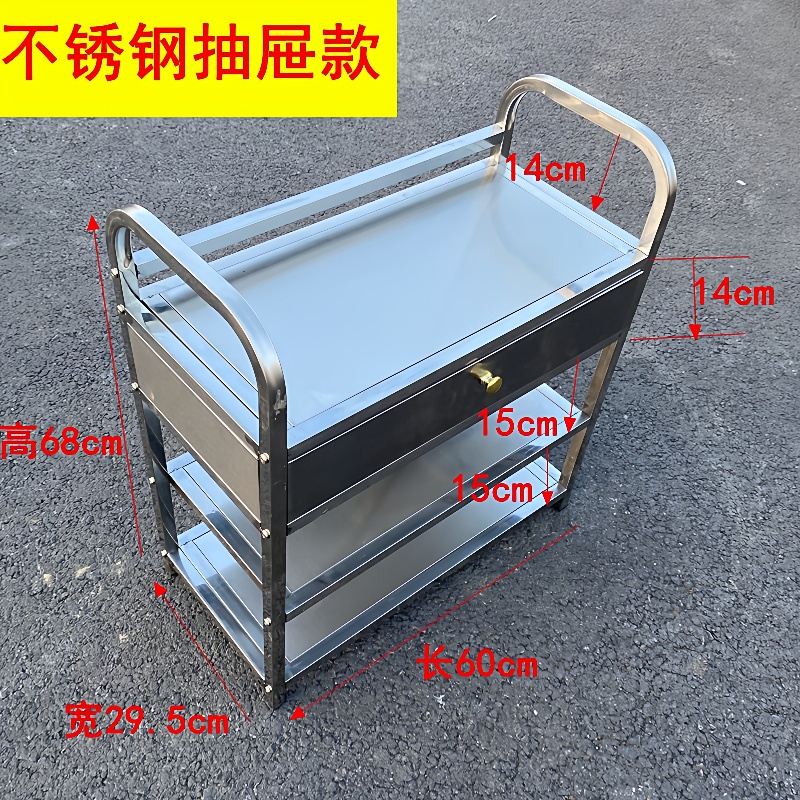 不锈钢火锅店菜架子厨房微波炉烤箱置物架多层架落地浴室收纳带轮