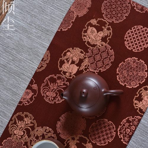 快速发货团花锦绣 兔子款小茶垫 B织锦缎小茶垫  干泡茶席新中式