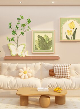 快速发货客餐厅沙发m装饰电视机上方背景大白墙面壁画2025新款自