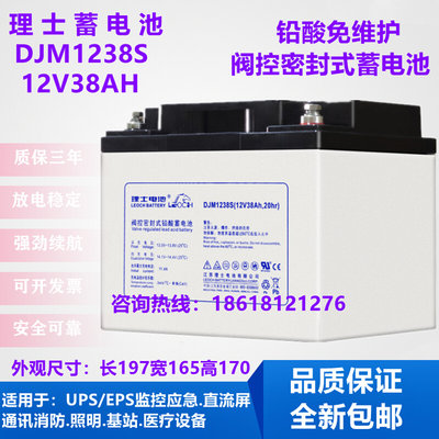 理士12V38AH蓄电池DJM1238S铅酸免维护UPS/EPS电源直流屏专用包邮
