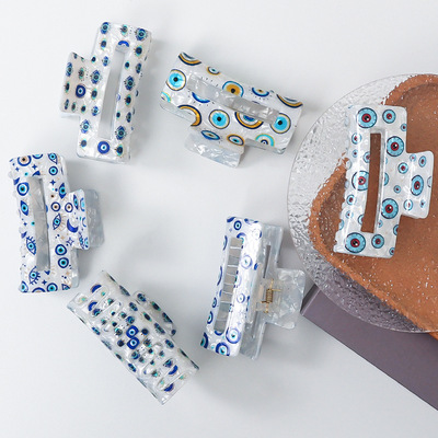 8cm恶魔之眼印花抓夹发夹