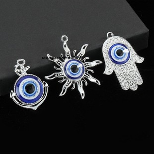 玛雅太阳爱心手掌配饰 Eye恶魔之 2个蓝眼睛吊坠饰品配件 Evil