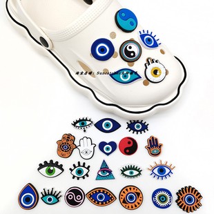 装 10个Evil 土耳其蓝眼睛卡通洞洞鞋 花配件 饰扣 Eye恶魔之眼鞋