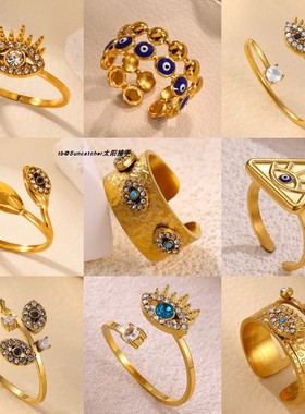 恶魔之眼不锈钢开口戒指