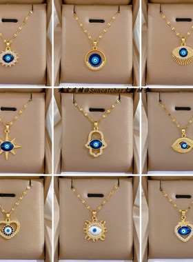 锆石滴油evileye恶魔之眼项链