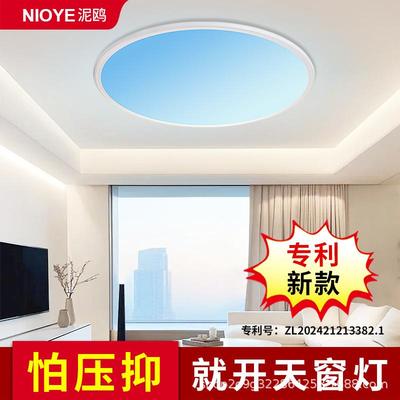 青晴空灯自然光蓝天窗超薄明装卧室60cm客厅直径80cm大圆形吸顶灯