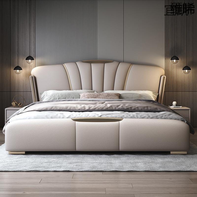 YP7意式轻奢主卧大床双人床1.8x2米超薄床头床主卧1.5米卧室家用