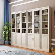 纯实木书柜全实木原木书架橱带玻璃门现代简约中式落地办公文件柜