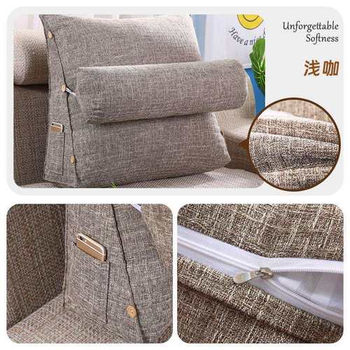 三角靠枕重磅麻护腰枕沙发大靠背垫办公室腰靠立体床头靠垫枕