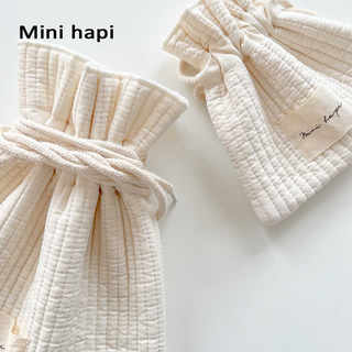 Mini hapi 春夏绗缝韩国面料棉麻布袋抽绳束口环保旅行便携小福袋