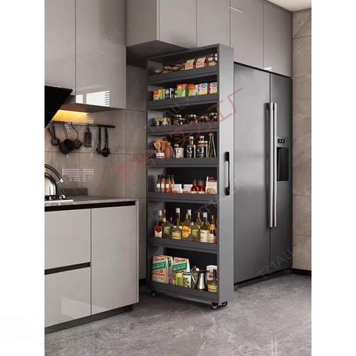 厨房超窄餐边柜冰箱夹缝侧面抽拉多层桌边缝隙推拉移动角柜多功能