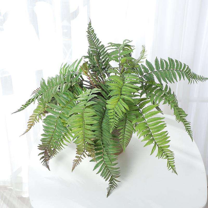 跨境热款仿真绿植盆栽长枝大厥叶枝草叶盆景居家客厅装饰植物摆件