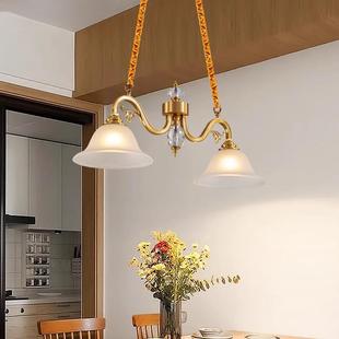 美式 全铜餐厅吊灯长条酒吧台灯简约复古轻奢餐桌灯饭厅灯N242