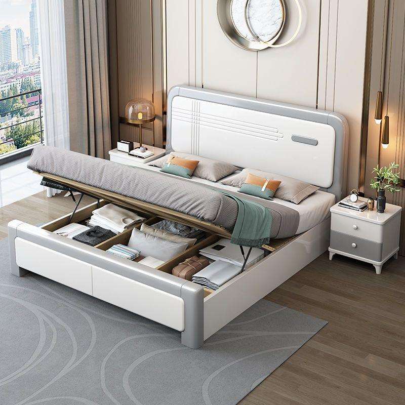 现代简约实木床双人1.8x2米抽屉储物床单人床1.2米出租房主卧床厂