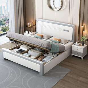 现代简约实木床双人1.8x2米抽屉储物床单人床1.2米出租房主卧床厂