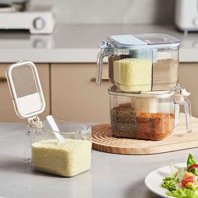 密封四格大容量调料盒家用厨房调料罐一体多格收纳佐料调味瓶新品