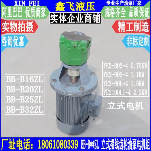 BB-B16ZL B20ZL B25ZL B32ZL立式摆线齿轮油泵电机组1.5KW YE290L