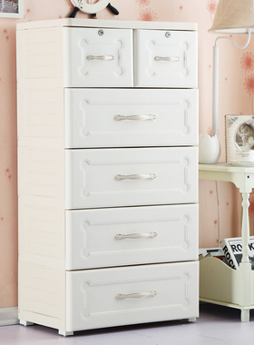 福强加厚欧式抽屉式收纳柜儿童储物柜多层组合整理柜宝宝零食衣柜