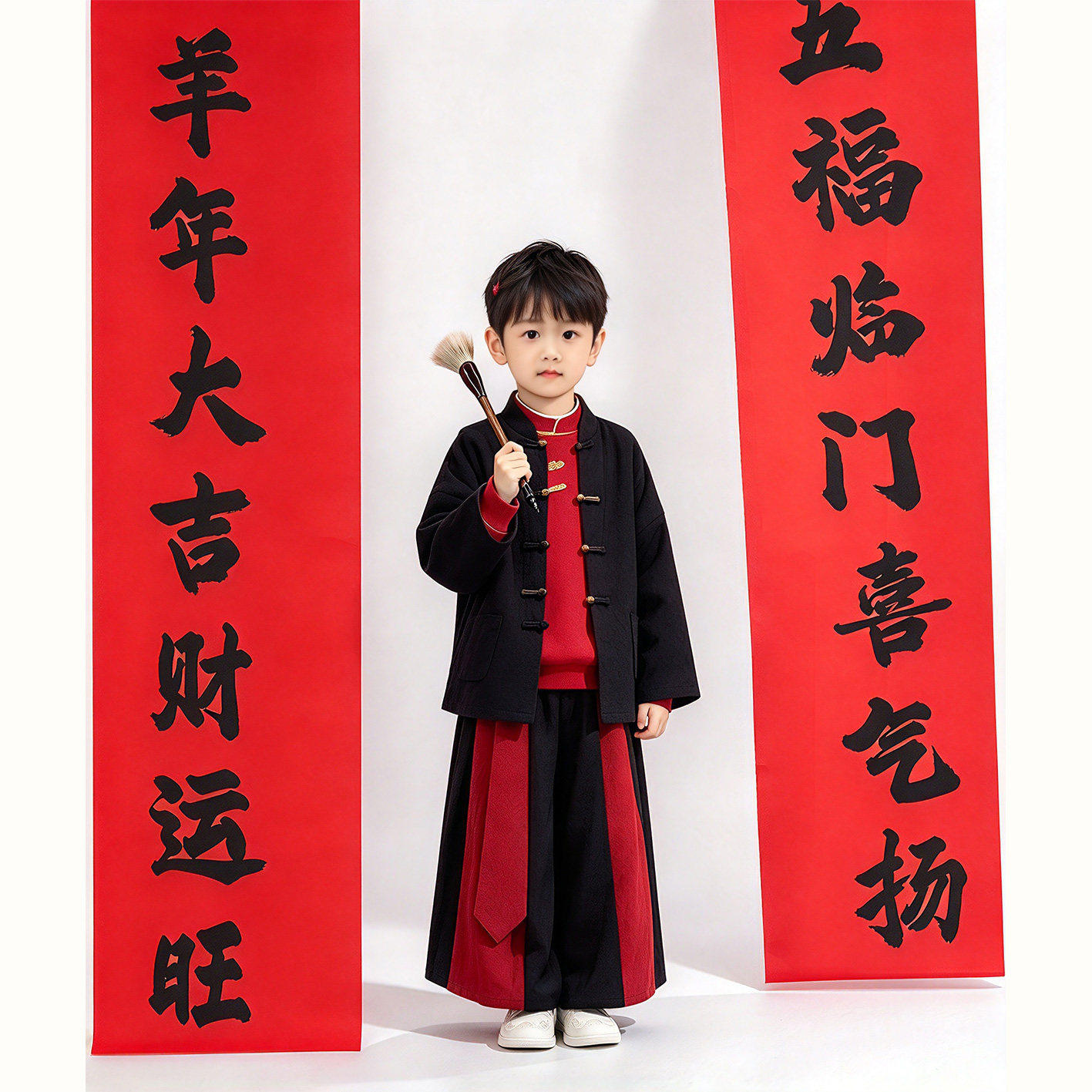 2027新年春联背景布国潮氛围感影楼儿童汉服写真布大对联拍照道具