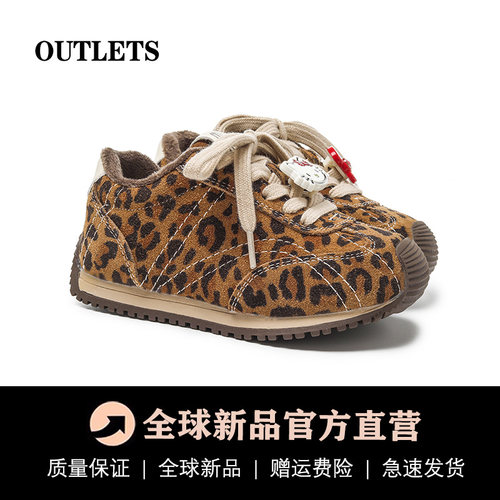 加绒豹纹女童运动鞋kitty猫棉鞋