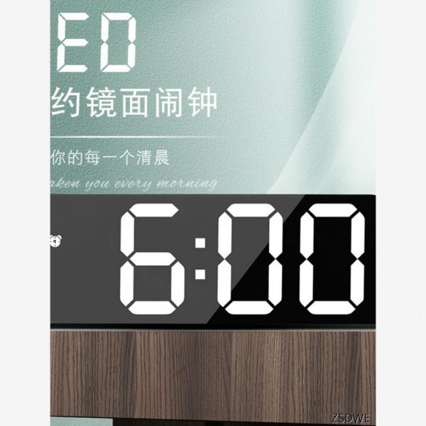 led钟表时间镜面时钟桌面数字显示器学生用电子闹钟夜光宿舍摆件