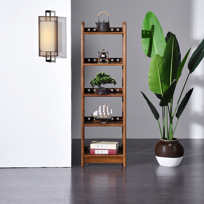 红木书架鸡翅木置物架实木中式超窄缝多层简约储物架落地书橱书柜
