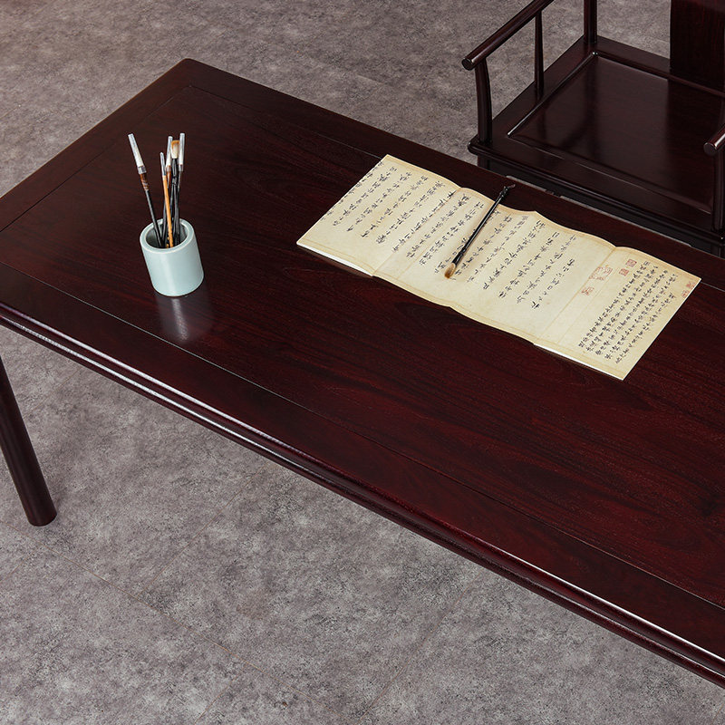 赞比亚血檀中式画案书法桌实木办公桌紫檀写字台画桌红木书桌书房
