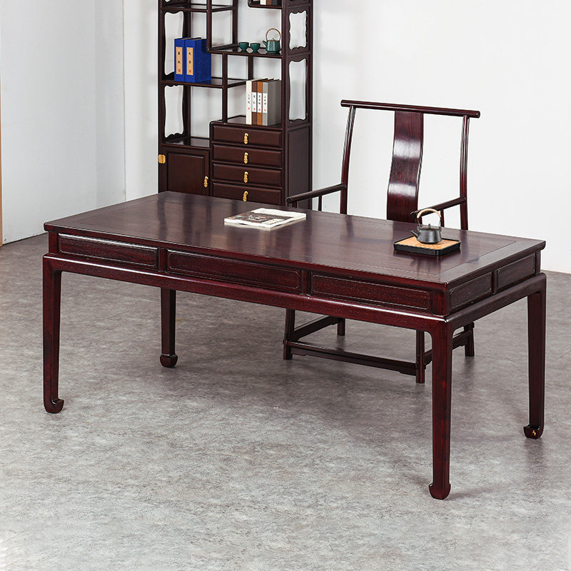 赞比亚血檀书桌中式实木画案办公桌红木书法桌非洲小叶紫檀办公台