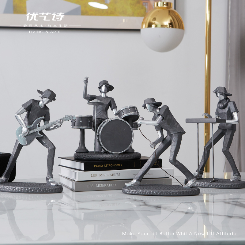 音乐摇滚乐队电吉他乐器家居装饰品摆件电视柜酒柜玄关架子鼓摆件