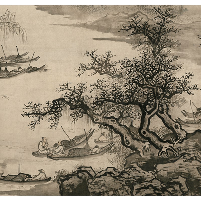 明 吴伟 渔乐图 古代山水画 人物画立轴挂画宣纸高清复制装饰画