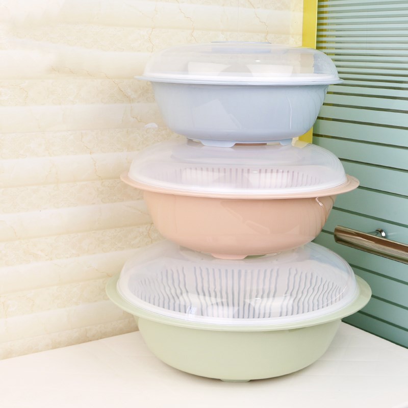 水果盘洗菜篮双层带盖滴水筐塑料沥水篮果蔬漏盆淘菜筛子厨房用品