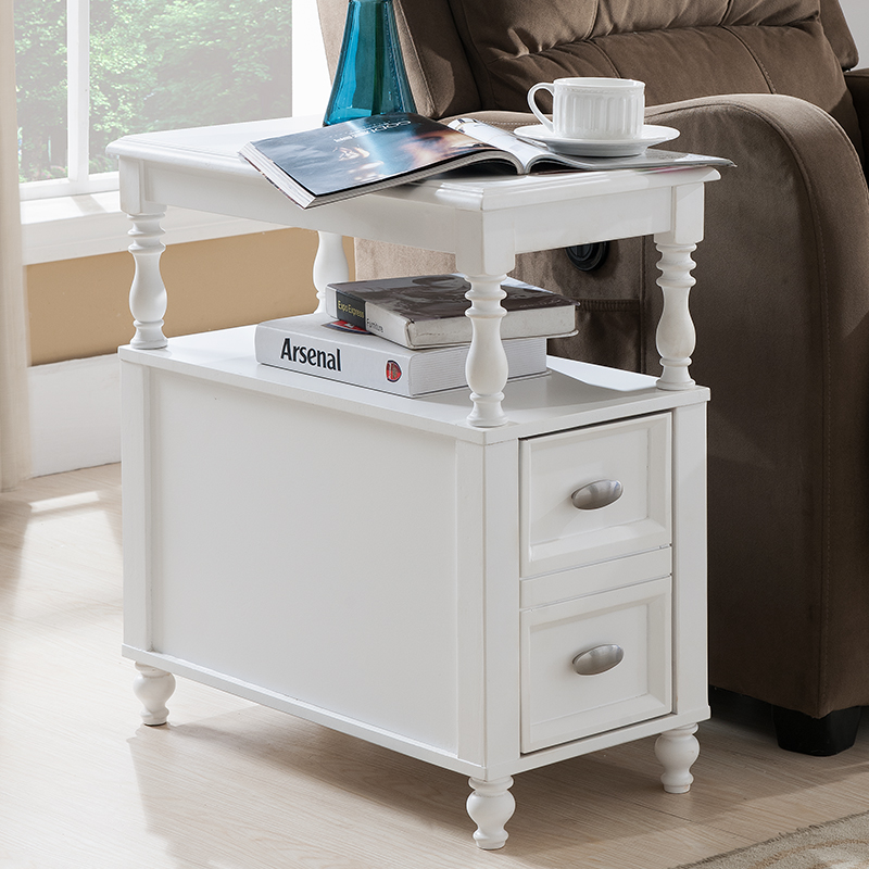 美式沙发边柜储物柜欧式实木小边桌子客厅小茶几置物角几沙发边几