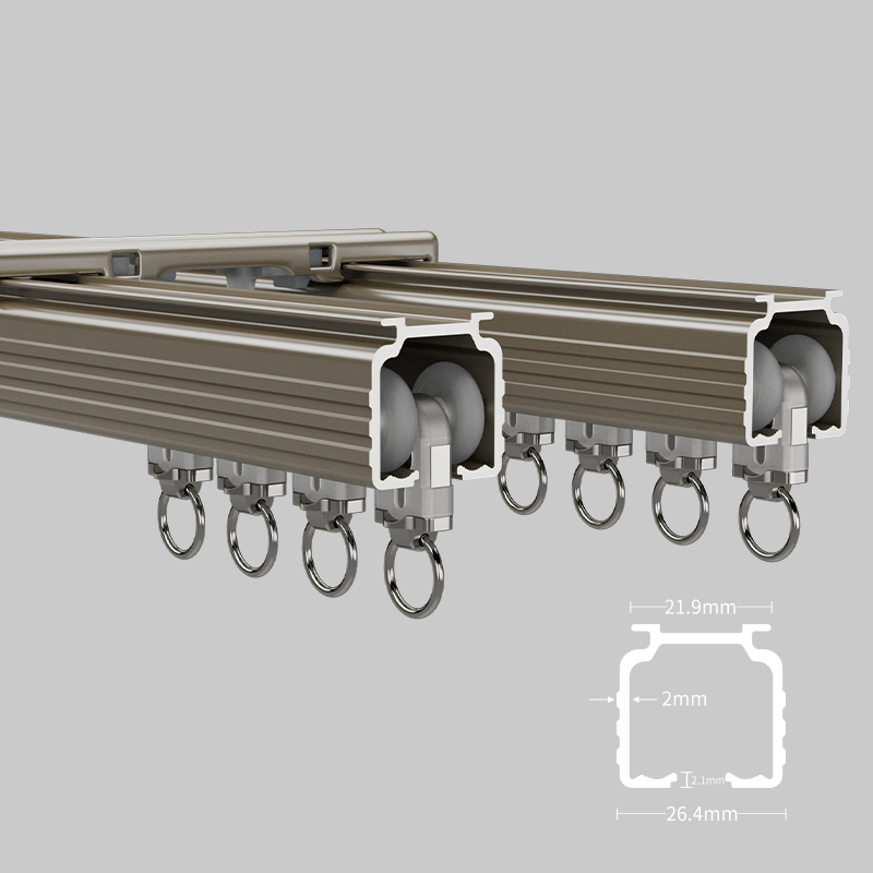 窗帘轨道加厚静音双轨滑轮直轨重型窗帘盒侧顶装导轨窗帘滑道加幔