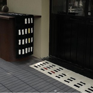 ins黑白植绒地毯簇绒房间卧室床边G家用毯防滑吸水简约地毯地垫