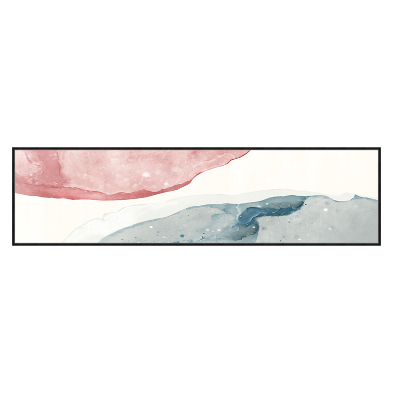 卧室床头装饰画北欧横幅长款挂画新中式J水彩画美式金山卡通猫壁