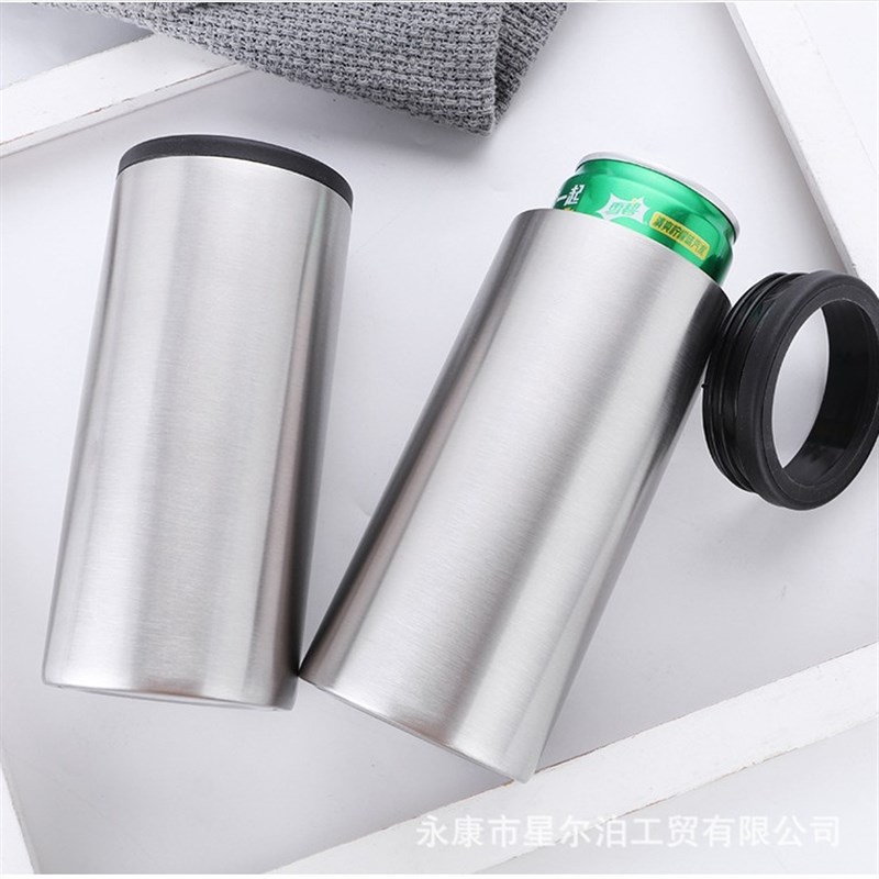 12oz保冷罐啤酒冷却p器可乐瓶套细罐304不锈钢啤酒瓶套真空保温杯