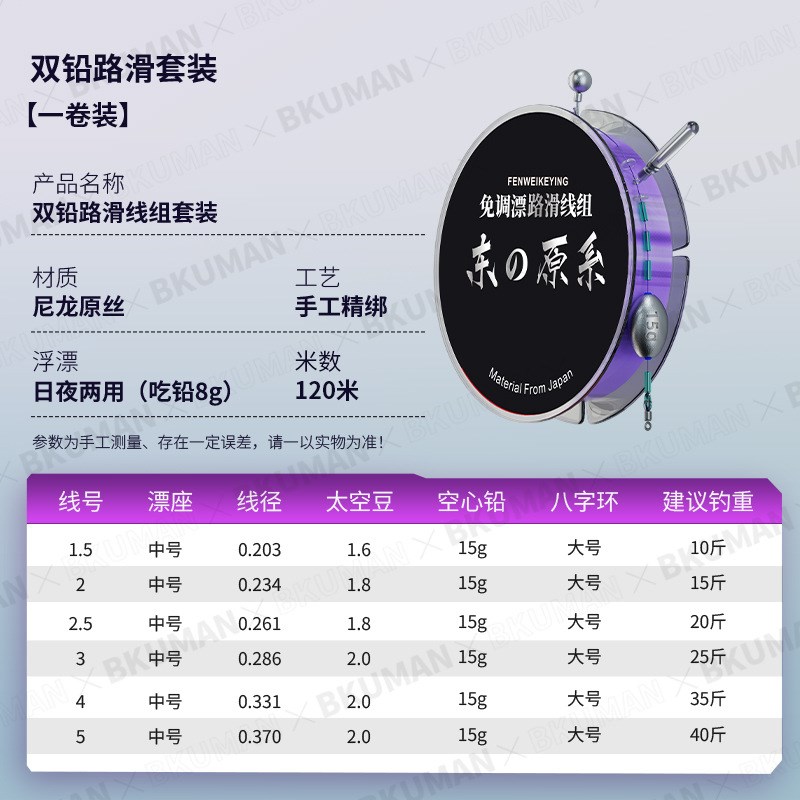 路滑线组套d装成品带漂全套免调漂自动找底矶竿海钓路亚滑漂钓线