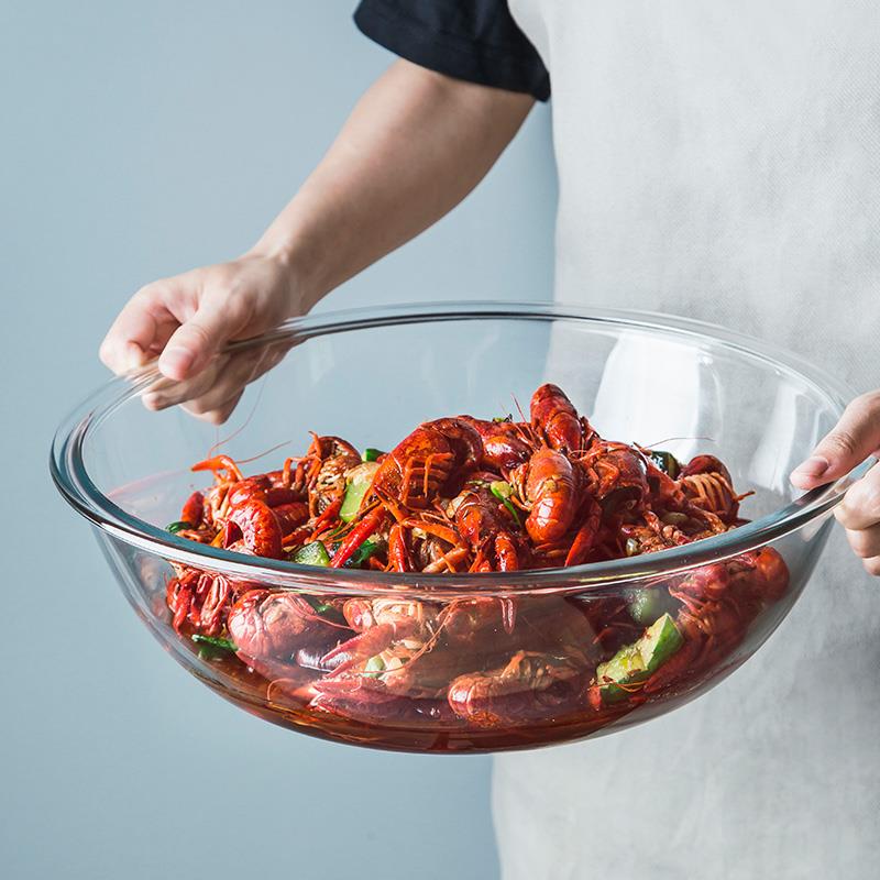 大号钢化璃盆家用和面波盆蒸盆搅拌盆耐高温微炉烤蛋箱烤盘w01烤