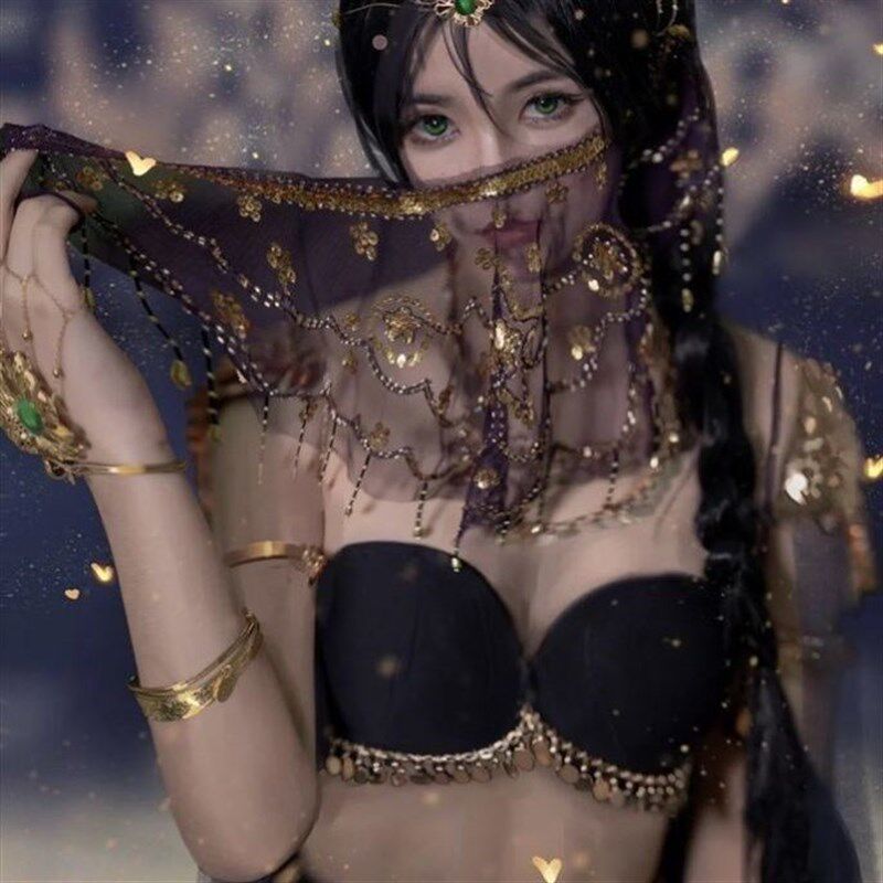 肚皮舞面纱异域公主cos面纱西域d风情舞蹈遮脸古风汉服仙女脸纱