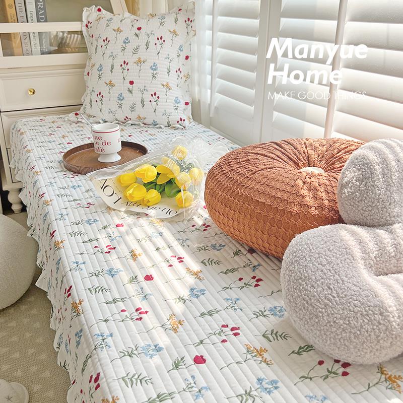 蔓越家北欧iNT-09004ns碎花卧室飘风窗垫防滑阳台窗台垫榻坐垫全