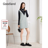 Goodland美地女装 2025秋新款 法式 小香风粗花呢背心连衣裙短款