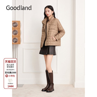 Goodland美地纳米立领鸭绒羽绒服女短款 LC35508220 轻便2025冬新款