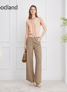 Goodland美地女装2026夏季新款通勤高腰直筒裤休闲裤LC36220040