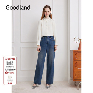 上衣女2025秋新款 花边衬衫 LC35370030 优雅法式 Goodland美地女装